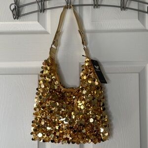 NWT Worfly Disc Sequin Beaded Shoulder Handbag Y2K